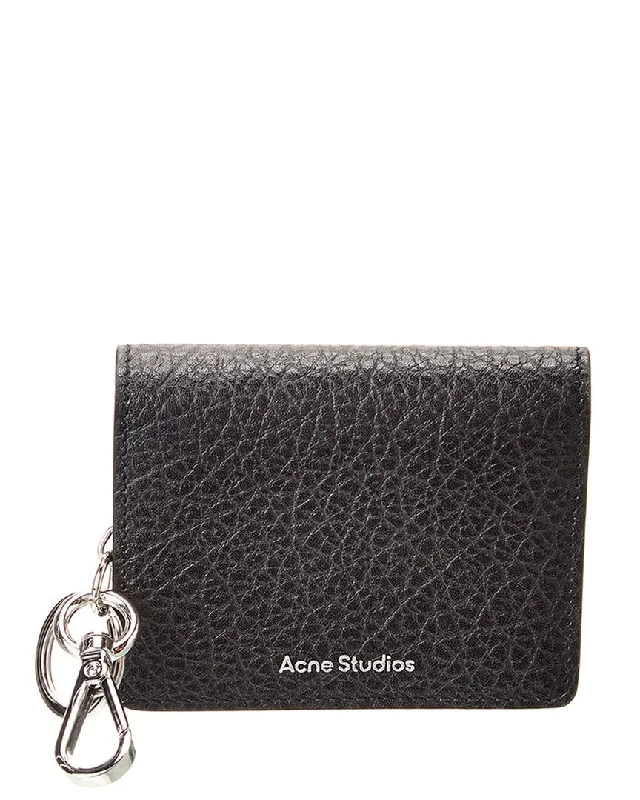 Classic wallets for women with floral patterns -Acne Studios Logo Leather Card Case