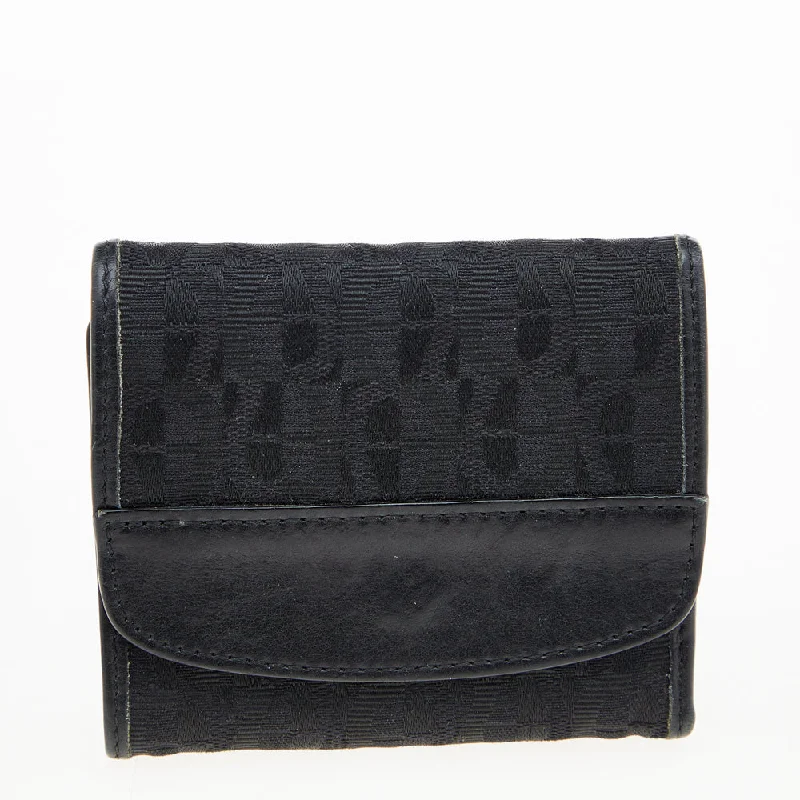 Wallets with snap closure for extra security -Aigner Black Signature Canvas And Leather Trifold Wallet