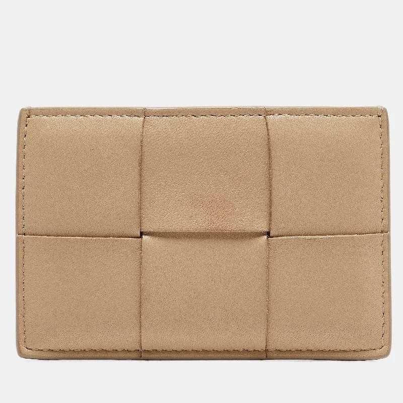 Custom keychains for promotions -Bottega Veneta Cream Intrecciato Leather Cassette Flat Card Holder