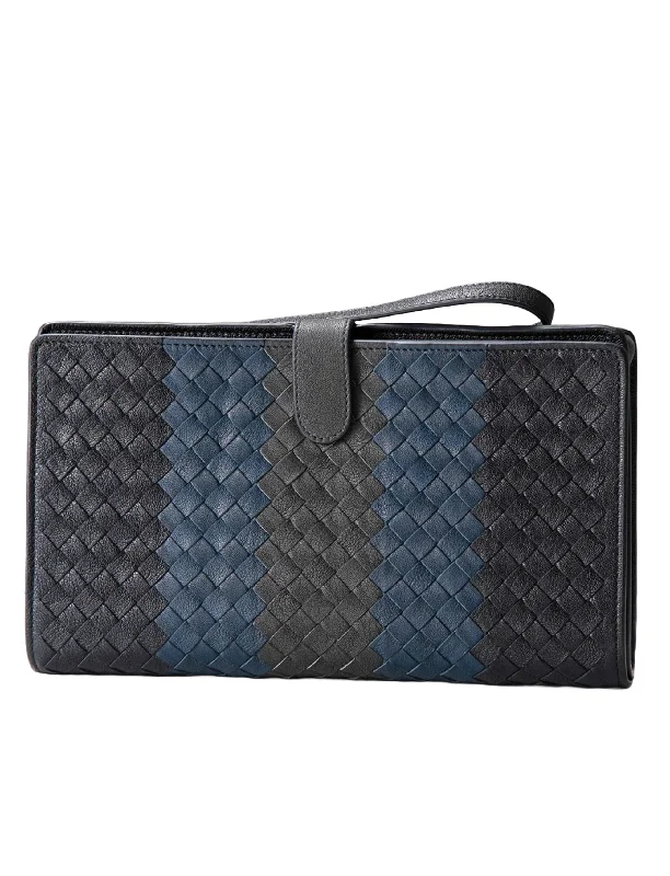 Personalized wallets with family initials -Bottega Veneta Intrecciato Leather Wristlet Bag