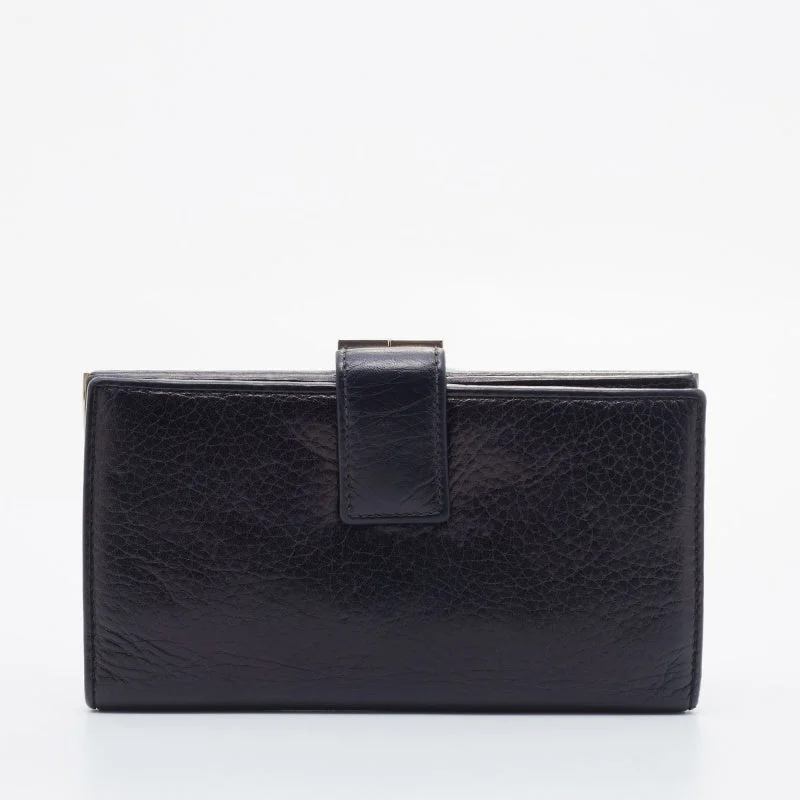 Simple wallets for men and women -Ch Carolina Herrera Black Leather French Continental Wallet