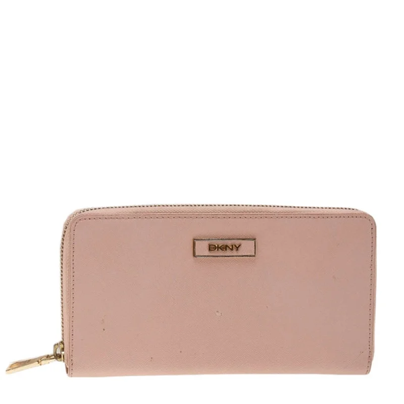 Personalized leather wallets for men -Dkny Pink Leather Zip Around Wallet..