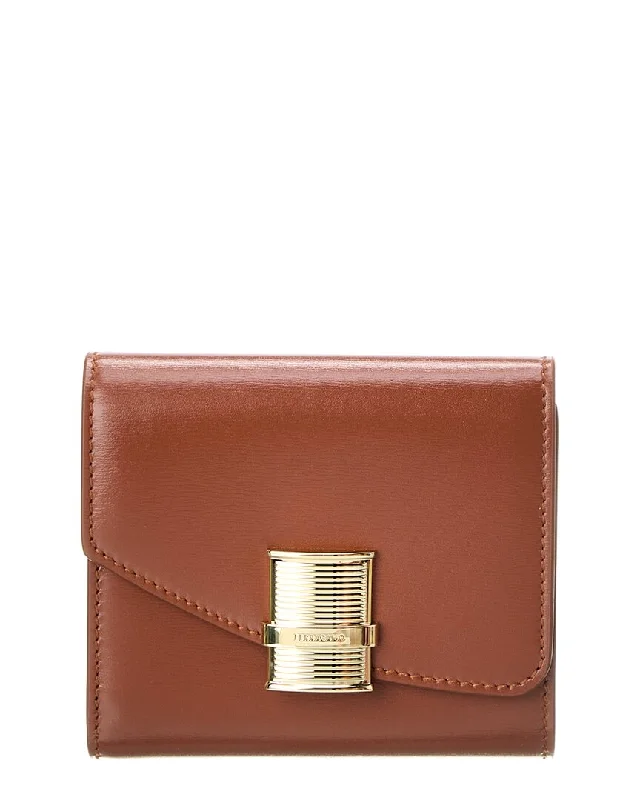 Affordable wallets with RFID protection -Ferragamo Fiamma Leather Compact Wallet