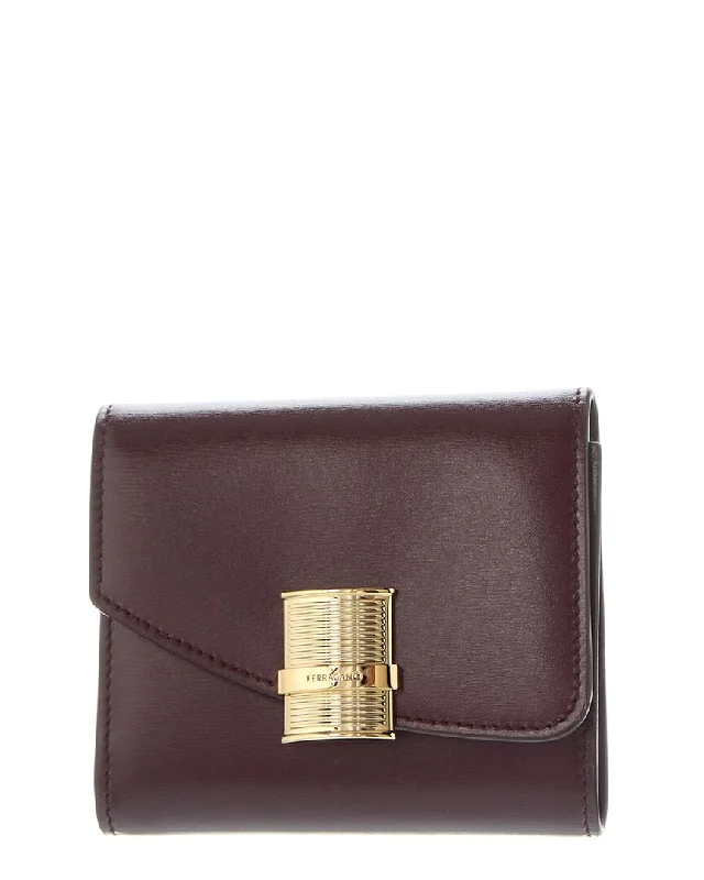 Simple wallets for everyday use -Ferragamo Fiamma Leather Compact Wallet