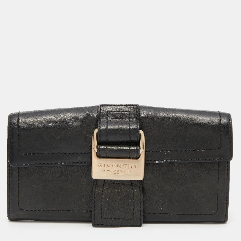 Unique keychains with decorative charms -Givenchy Deep Green Leather Flap Continental Wallet