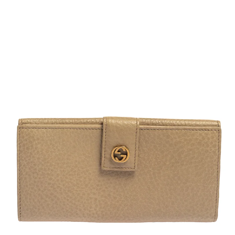 Travel wallets for storing currency and travel docs -Gucci Beige Leather Interlocking G Continental Wallet..