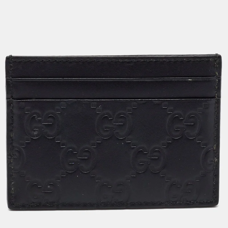 Practical wallets for daily use with coin pockets -Gucci Black Guccissima Leather Card Holder..