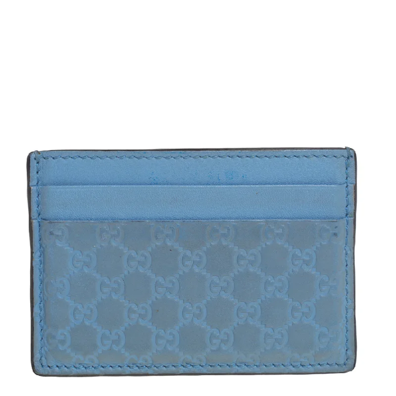 Best keychains for outdoor adventures -Gucci Blue Microguccissima Leather Card Holder