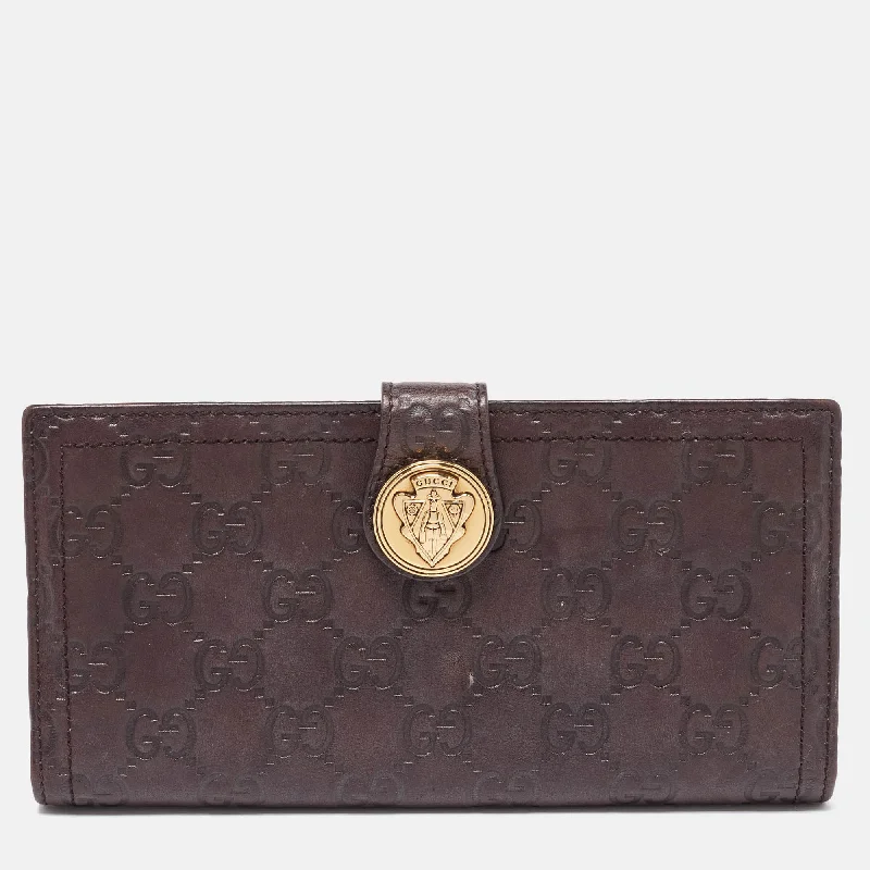 Multi-purpose wallets with plenty of compartments -Gucci Brown Guccissima Leather Hysteria Continental Wallet