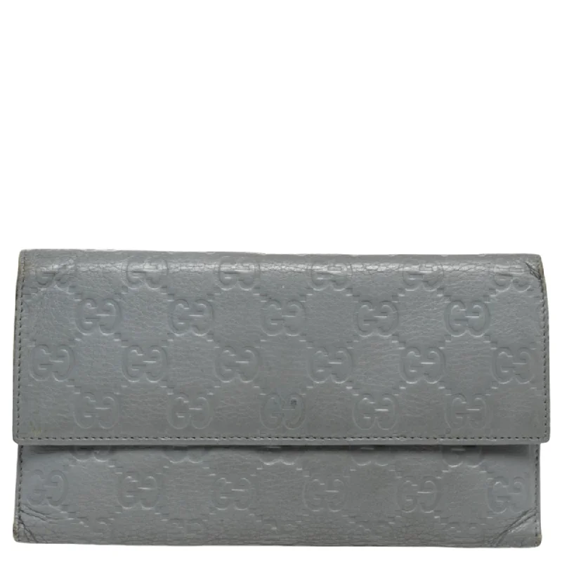 Keychains for securing multiple keys and tags -Gucci Grey Guccissima Leather Continental Wallet