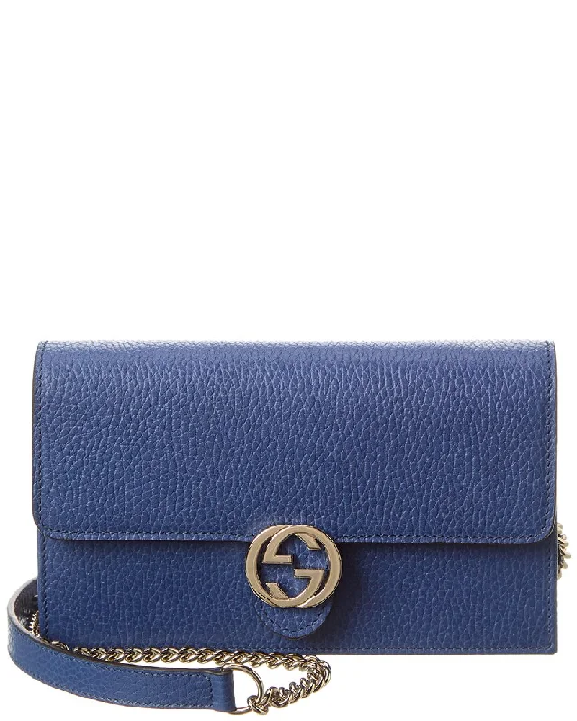 Women’s wallets with ID slots -Gucci Interlocking G Leather Wallet On Chain