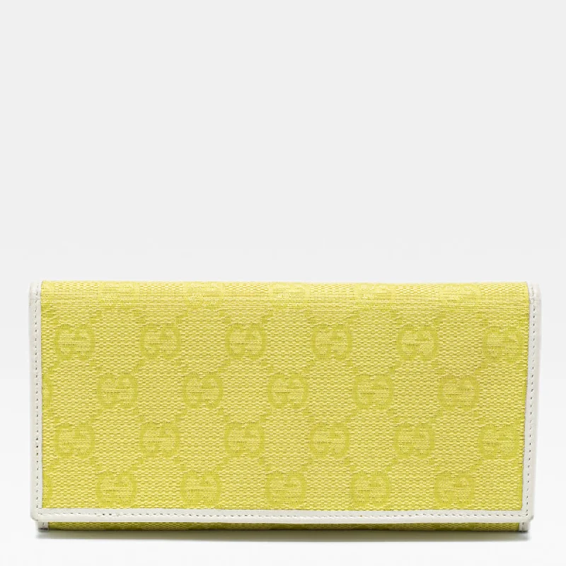 Fashionable keychains for key organization -Gucci Yellow/white Gg Canvas And Leather Continental Wallet