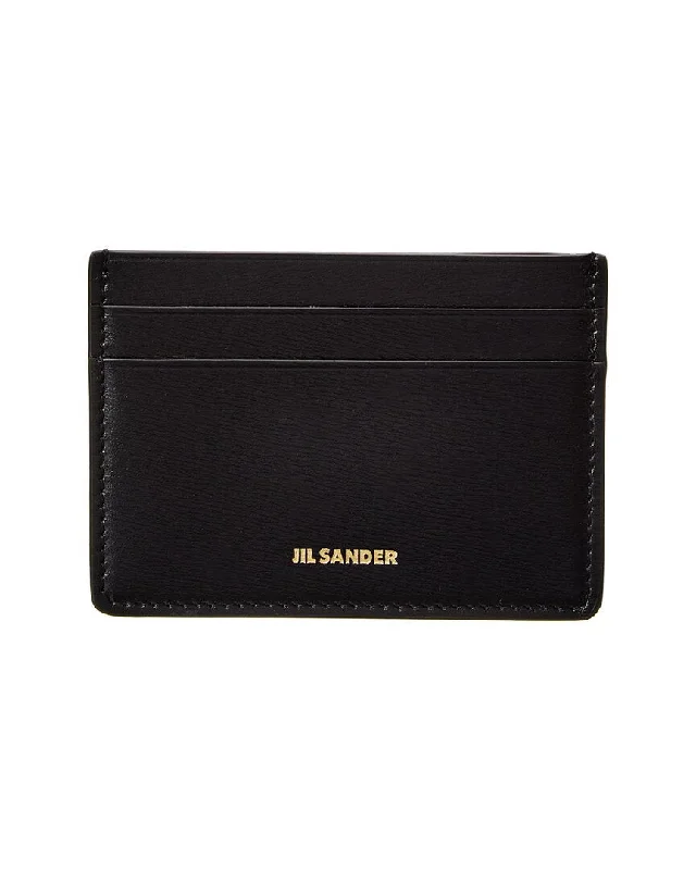 Leather wallets for men -Jil Sander Logo Mini Leather Card Case