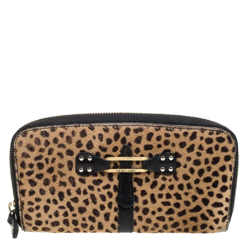 Unique keychains for novelty gifts -Jimmy Choo Animal Print Calf Hair Zip Around Wallet