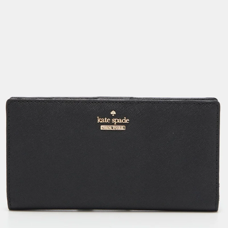 Unique keychains with functional features -Kate Spade Black Leather Bifold Flap Wallet