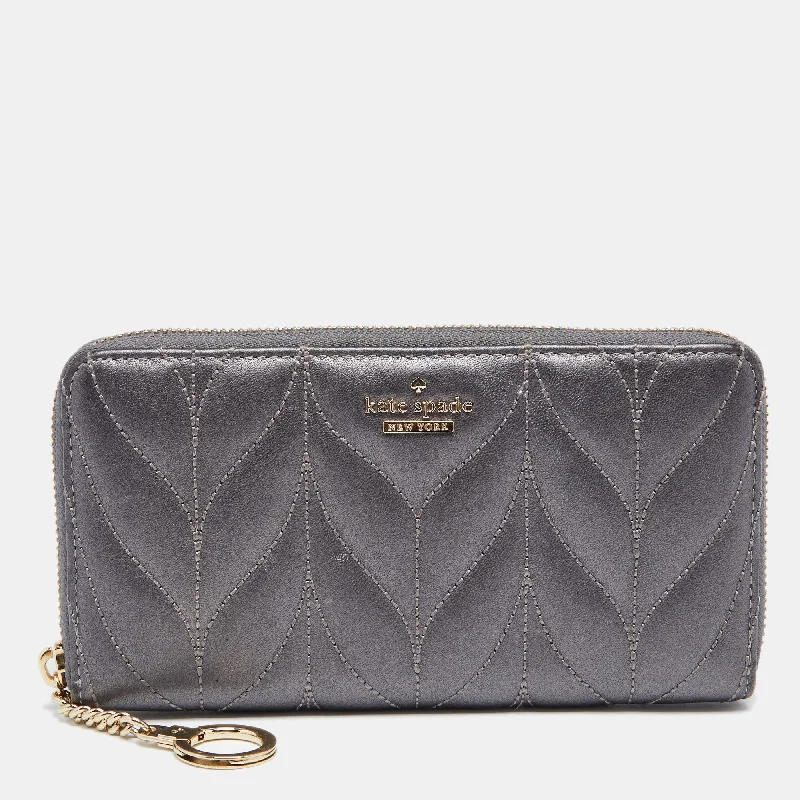 Functional keychains with tools -Kate Spade Grey Briar Lane Quilted Leather Neda Zip Around Wallet..