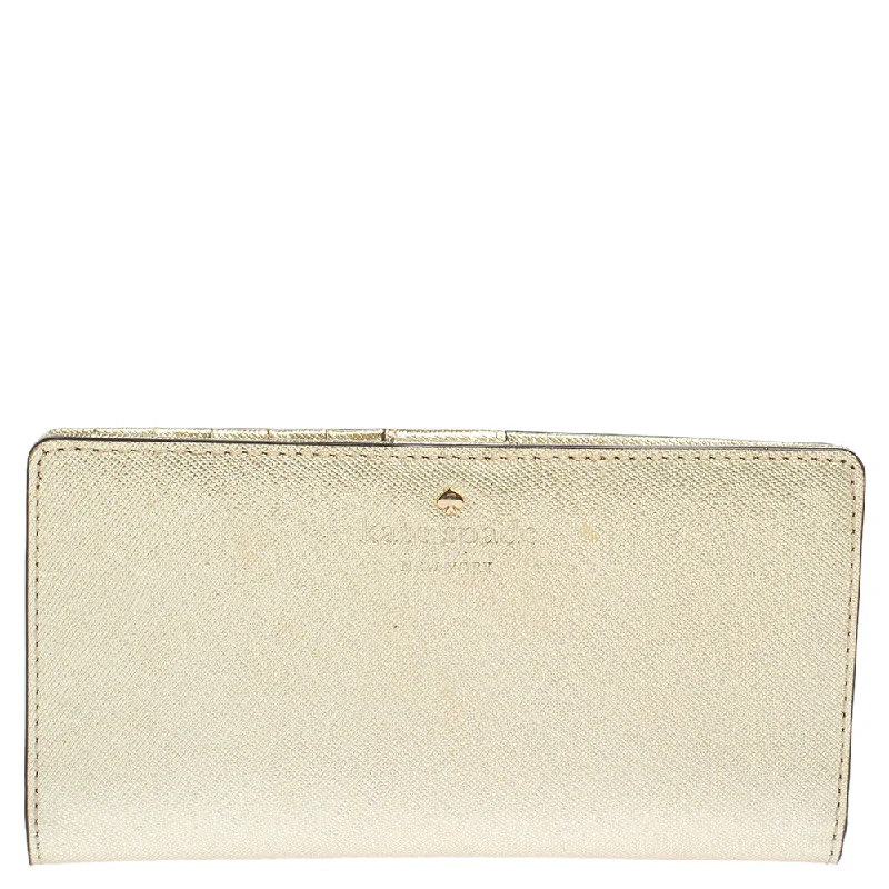 Large keychains for organizing keys -Kate Spade Metallic Gold Leather Long Flap Wallet..