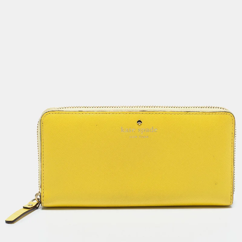 Personalized keychains with name and message -Kate Spade Yellow Leather Zip Around Wallet