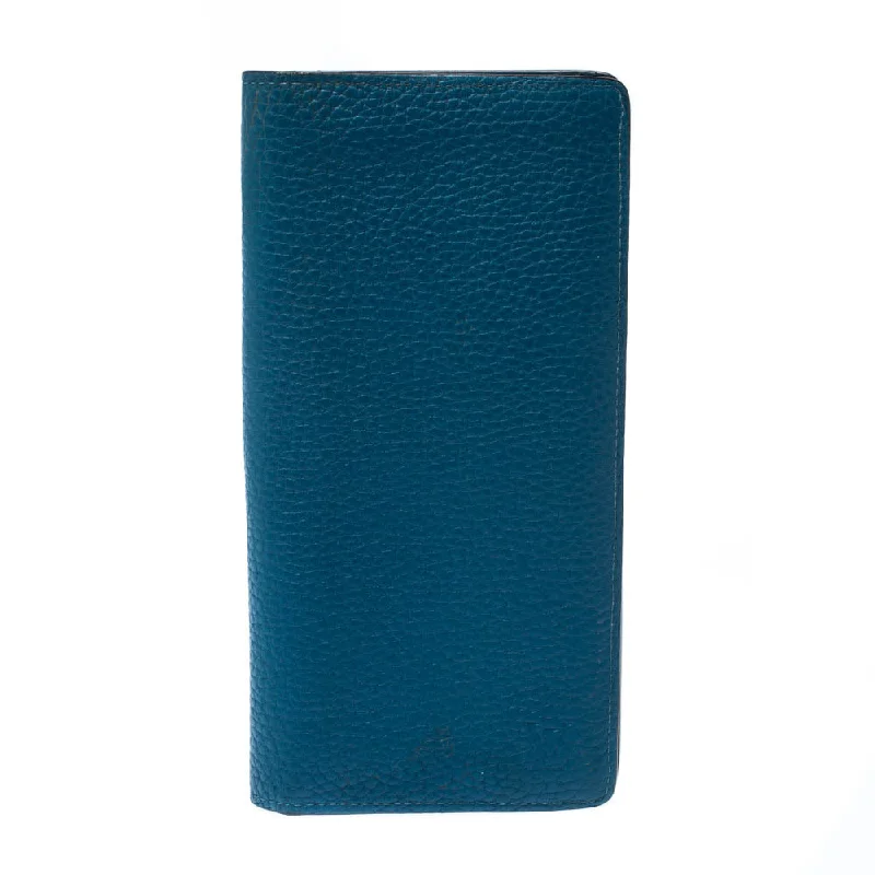 Minimalistic keychains with sleek designs -Louis Vuitton Blue Taurillon Leather Brazza Wallet..