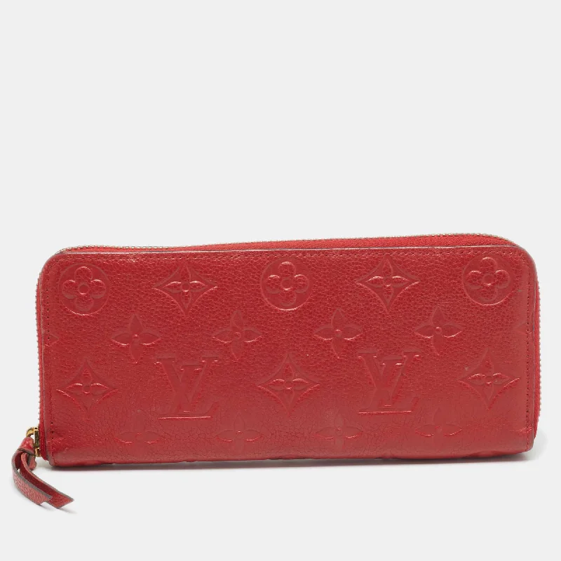 Custom keychains with engraved messages -Louis Vuitton Cherry Monogram Empreinte Leather Clemence Wallet