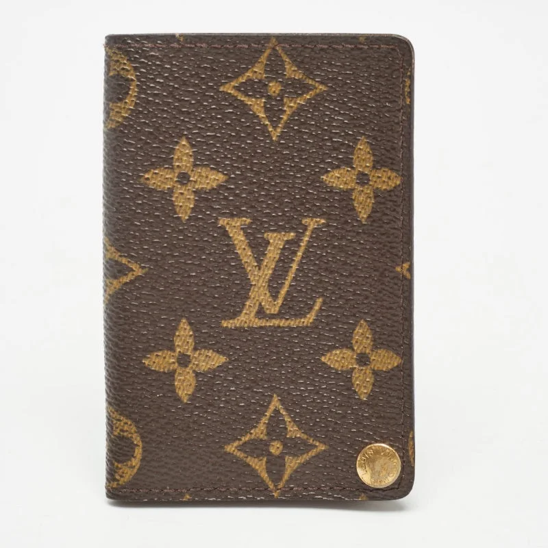 Designer wallets for business professionals -Louis Vuitton Monogram Canvas Porte Cartes Credit Pression Card Holder