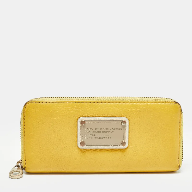 Wallets for men with extra cardholders for storage -Marc By Marc Jacobs Yellow Leather Classic Q Zip Around Wallet