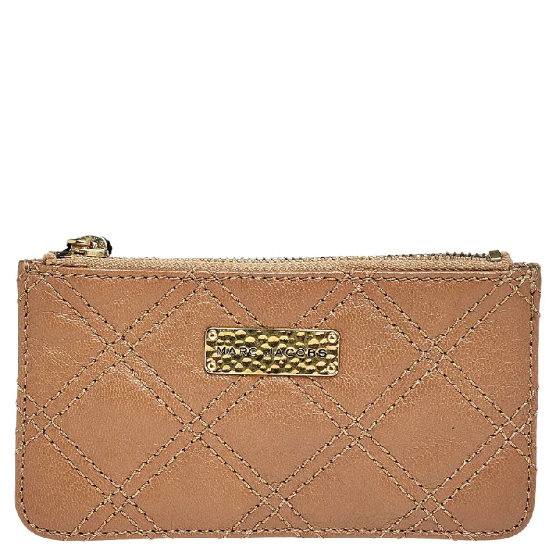 Stylish wallets for women with chain strap -Marc Jacobs Beige Quilted Leather Wallet..