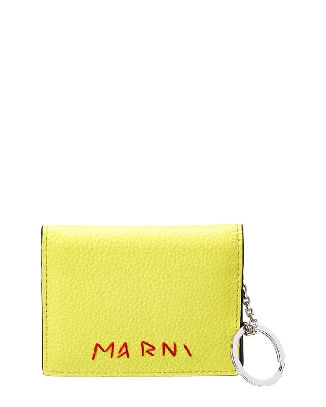 Stylish keychains with metal finish -Marni Logo Leather Card Case