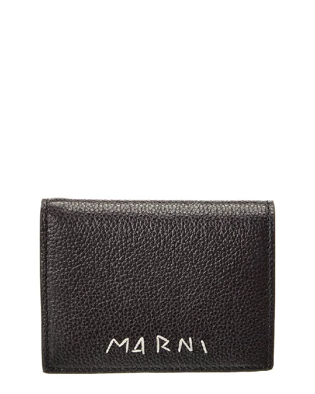 Small leather wallets for women with snap closure -Marni Mending Leather Bifold Wallet