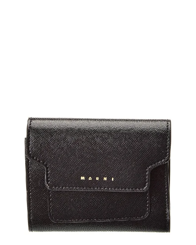 Wallets with compartments for coins and receipts -Marni Saffiano Leather Wallet