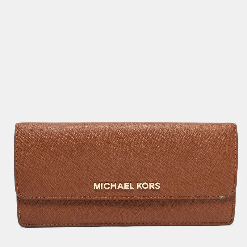 Wallets with high-quality stitching and finish -Michael Kors Brown Leather Continental  Wallet..