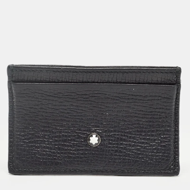 Soft leather wallets for women -Montblanc Black Leather Meisterstuck Card Holder