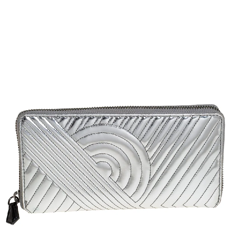 Back-to-school wallets for students -Reed Krakoff Silver Leather Zip Around Wallet..