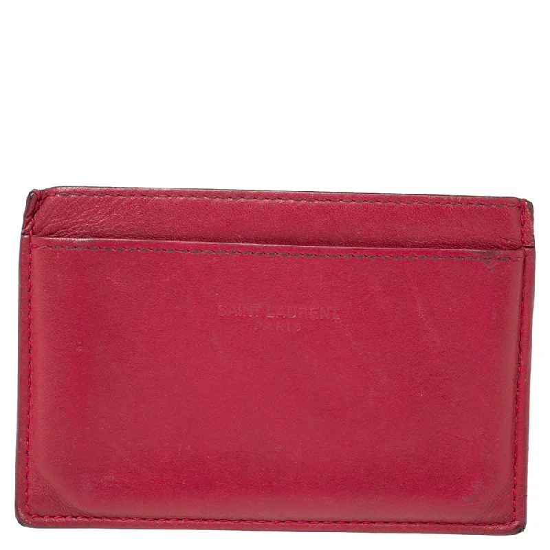 Stylish wallets for fashion-conscious women -Saint Laurent Fuchsia Leather Card Holder..