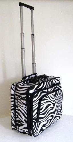 Suitcase for business travel-16" Computer/Laptop Briefcase Rolling Wheel Luggage Upright Padded Bag Zebra