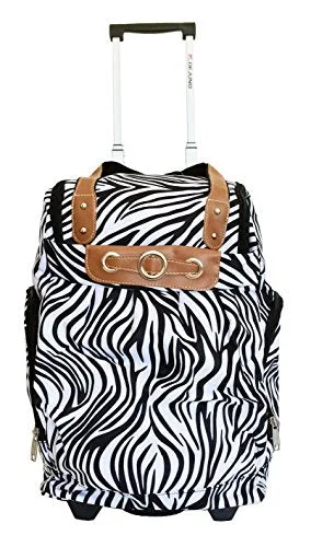 Suitcase with soft shell-19" Duffel/Tote Bag Gym Luggage Case Wheel Purse Zebra