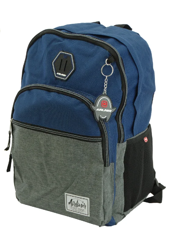 Backpack with USB port-667963, Airliner, Backpack w/Laptop Sleeve - Navy/Grey