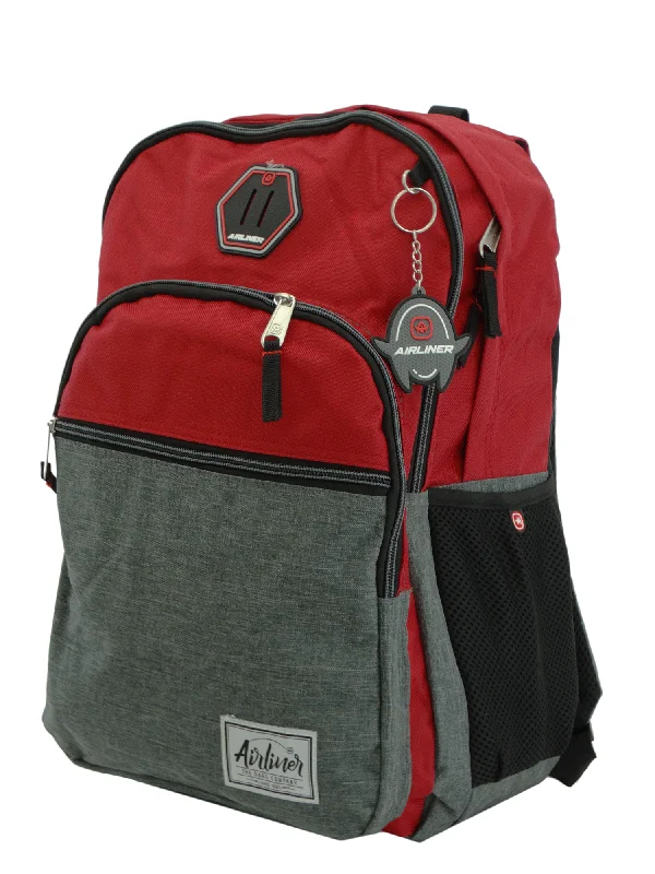 Anti-theft backpack-667966, Airliner, Backpack w/Laptop Sleeve - Red/Grey