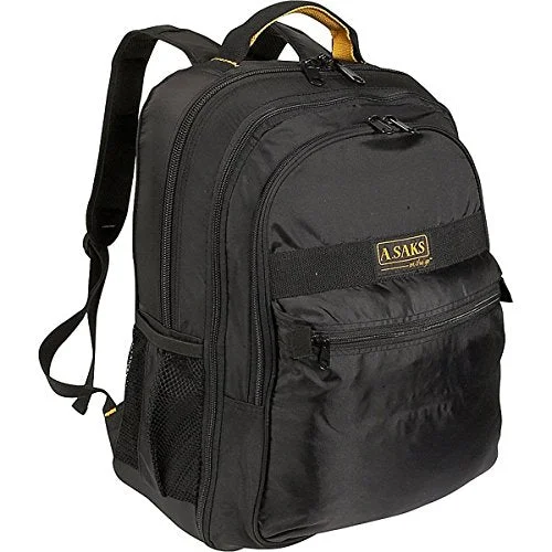 Large travel backpack-A. Saks Deluxe Expandable Laptop Backpack, Black/Yellow