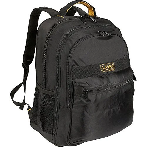 Waterproof hiking backpack-A. Saks Expandable Laptop Backpack - Black