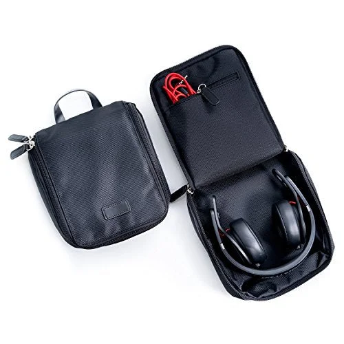 Suitcase with trendy designs-Bey Berk Ballistic Black Nylon Headphone Storage Case