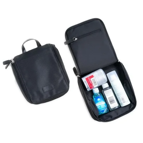 Suitcase for urban trips-Bey Berk Ballistic Nylon Travel Toiletries Storage Case Black