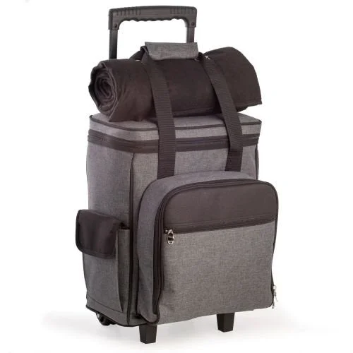 Suitcase for daily travel-Bey Berk Black And Gray 4 Person Poly Canvas Picnic Trolley