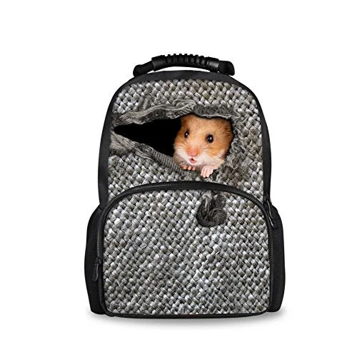 Suitcase for family trips-Bigcardesigns Fashion Hamster School Bag For Girls Boys