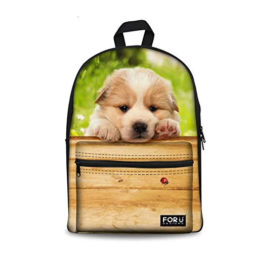 Suitcase with hidden pockets-Bigcardesigns Lovely Puppy Printing Student Schoolbag Boys Girls