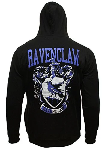 Suitcase for road trips-Bioworld Harry Potter Men'S Distressed Ravenclaw House Crest Full Zip Hoodie Sweatshirt (X-Large)