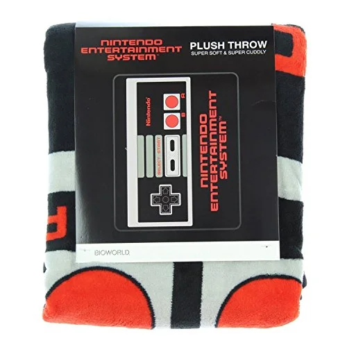 Suitcase with extra padding-Bioworld Nintendo Retro Nes Controller Throw Blanket, 48" X 60"