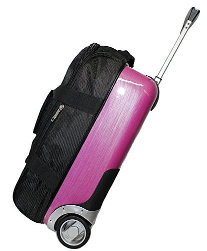 Suitcase with large zippers-Boardingblue New Hard-Shell (Half) Airlines Rolling Personal Item Under Seat Bk-Rose, Black