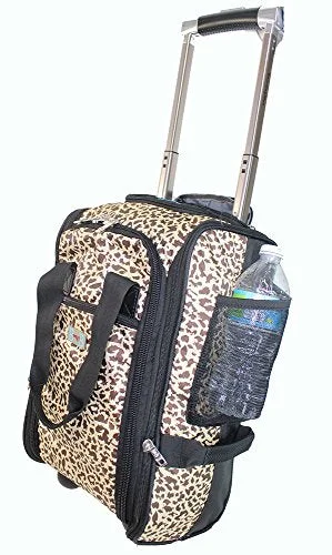 Suitcase for urban travel-Boardingblue New United Airlines Rolling Free Personal Item Under Seat (Leopard)