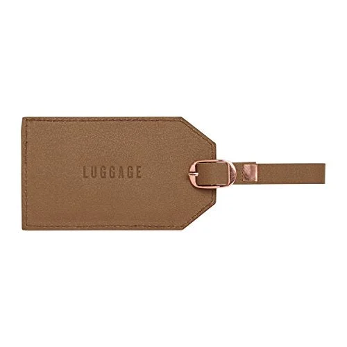 Suitcase for cold climates-C.R. Gibson Luggage Tag, Brown Leatherette